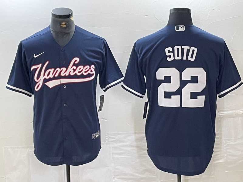 Mens New York Yankees #22 Juan Soto Navy Cool Base Stitched Baseball Jersey->new york yankees->MLB Jersey